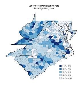 Labor Force Participation Rates by County for Fifth District