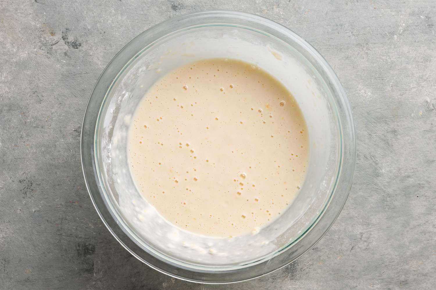 combine egg, flour, potato starch, and ice cold water in a bowl