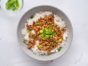 Natto with Rice in a bowl