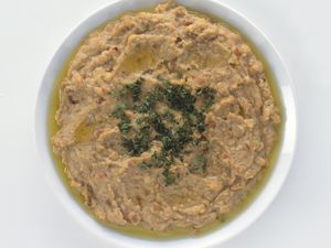 Bowl of fuul, a traditional Egyptian dish of pureed fava beans