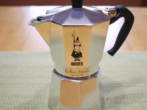 Bialetti Moka Express displayed on a table