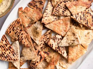 Za'atar Pita Chips on a platter 