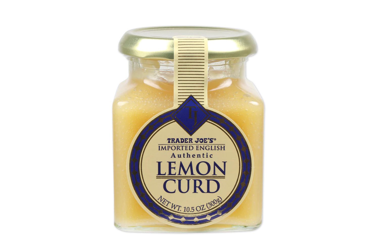 A clear jar of Trader Joe's Lemon Curd