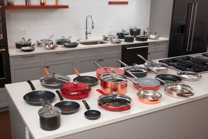 Assortment of best cookware sets displayed on kitchen countertops