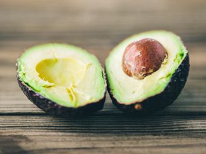 Ripe avocado cut open