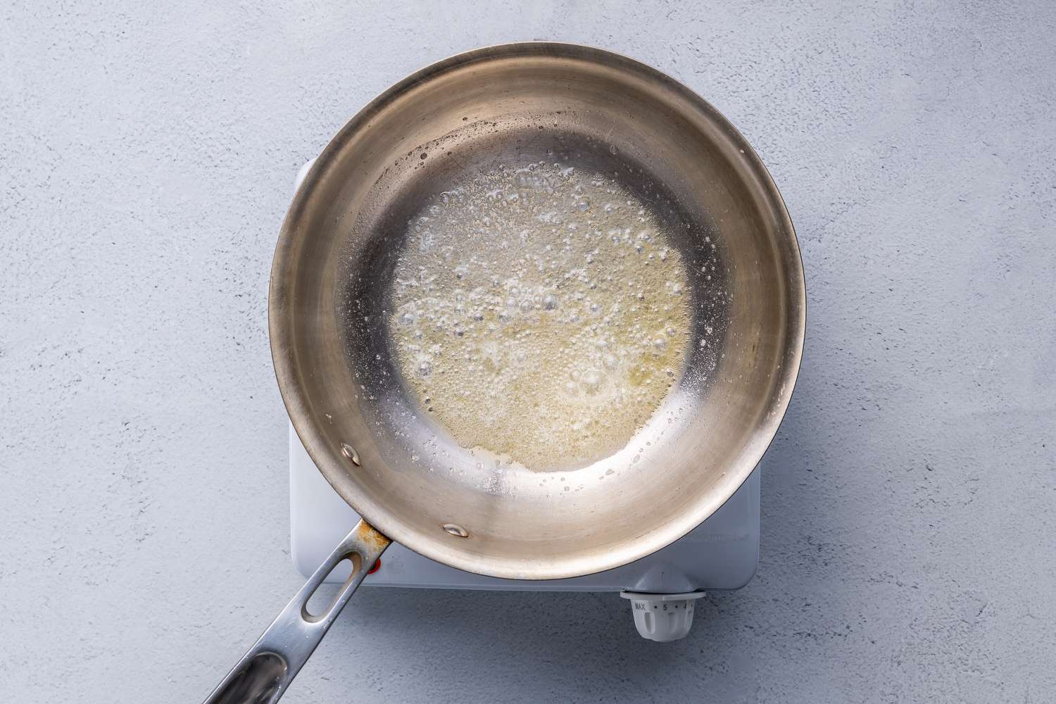 Melted butter in a pan