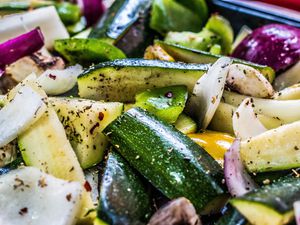 Close-Up Of Roasted Vegetables In Plate