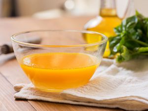 Vinaigrette in a clear bowl