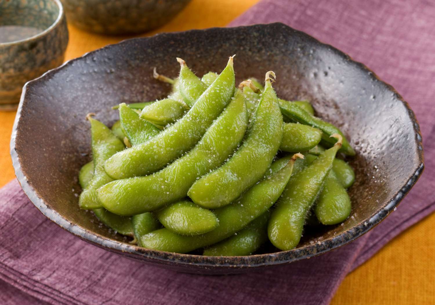 Edamame soy beans with a dusting of sea salt