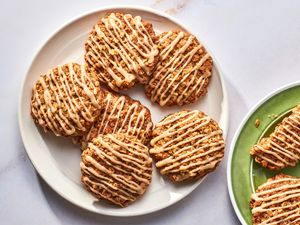 A plate of glazed brown butter apple cookies