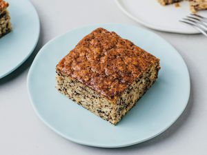 Vegan Banana Cake on a blue plate