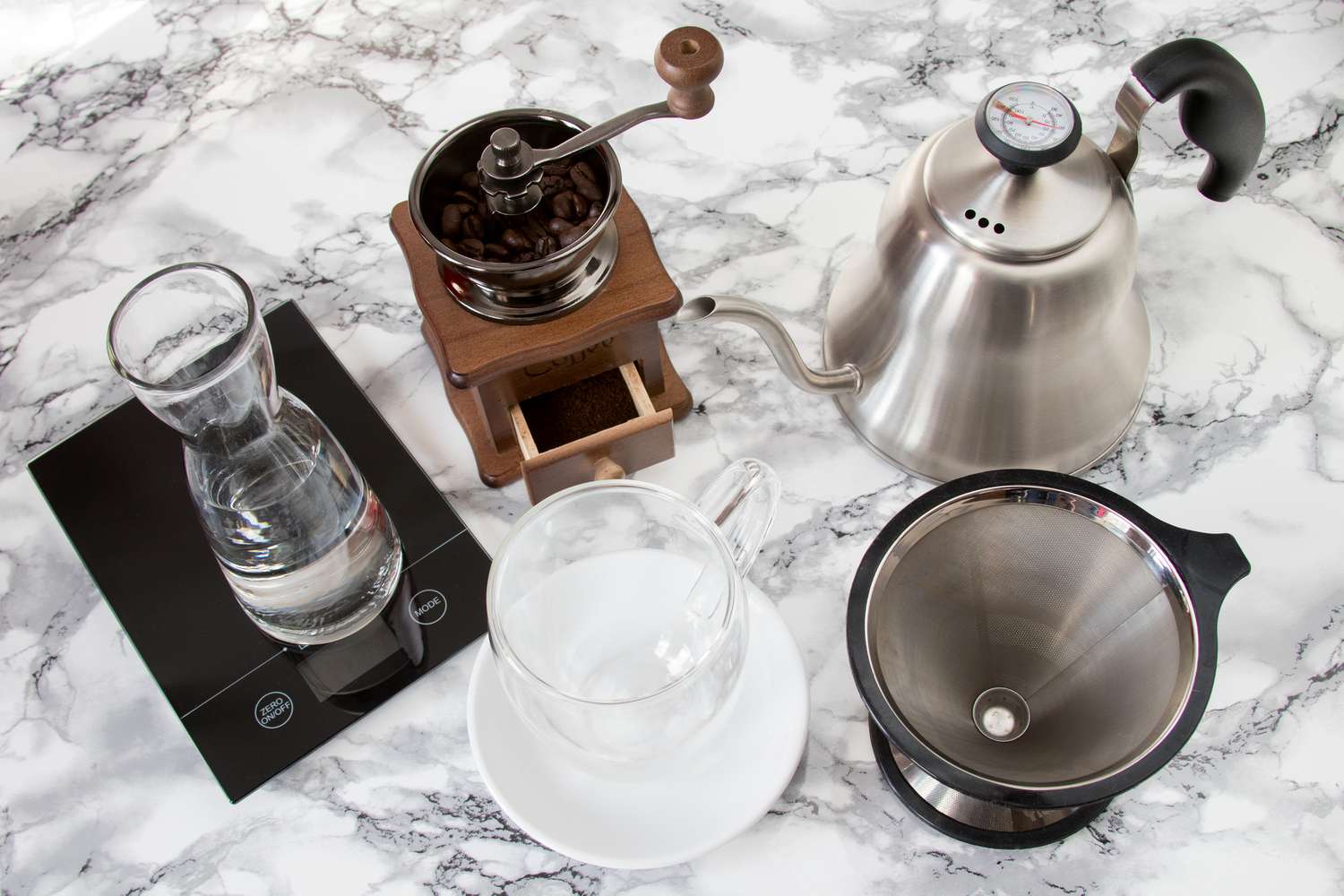 Ingredients and Tools to Brew Pour-Over Coffee