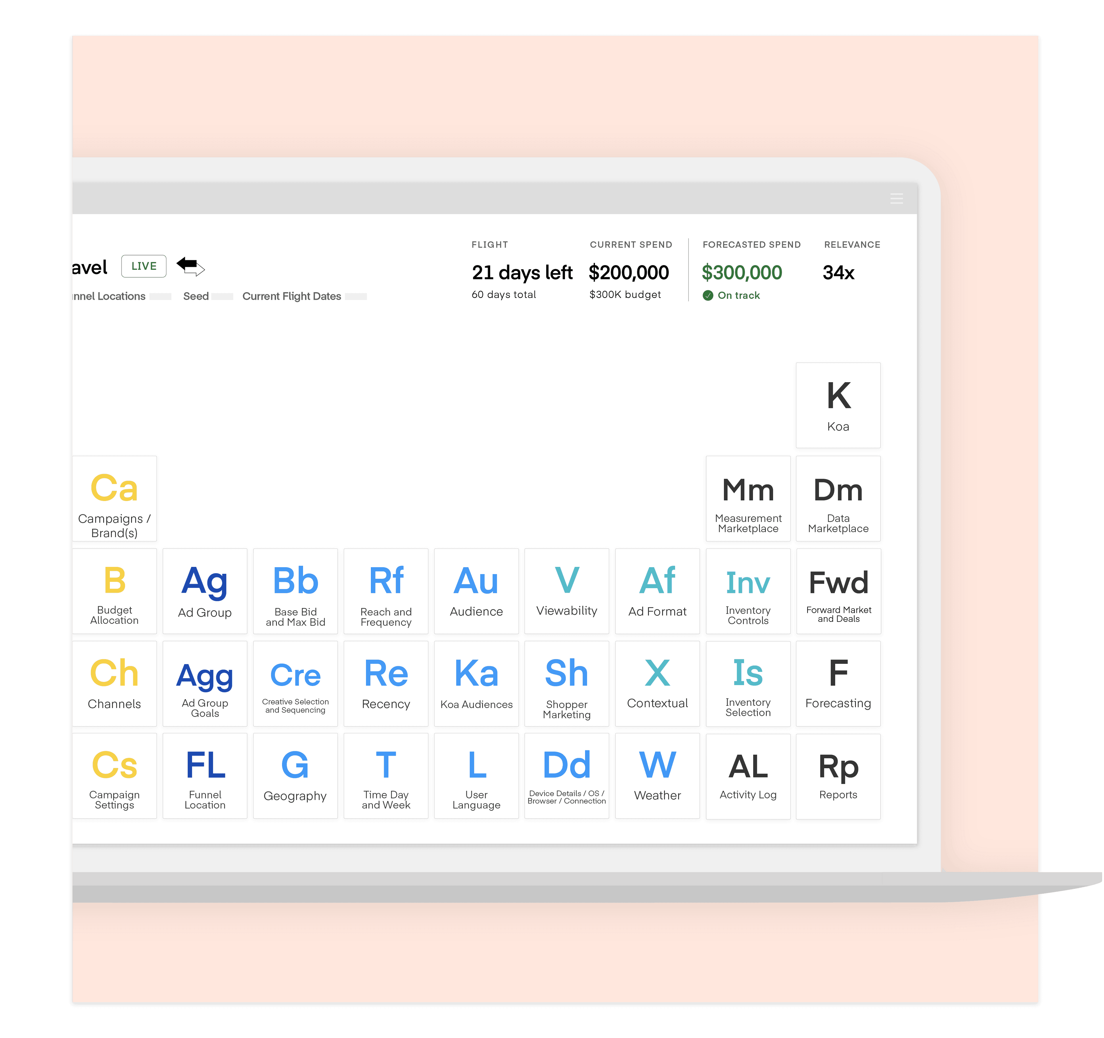 Orange background with a graphic of a laptop