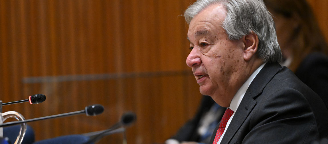 Secretary-General António Guterres addresses the high-level plenary meeting to commemorate and promote the International Day for the Total Elimination of Nuclear Weapons. UN Photo/Evan Schneider 