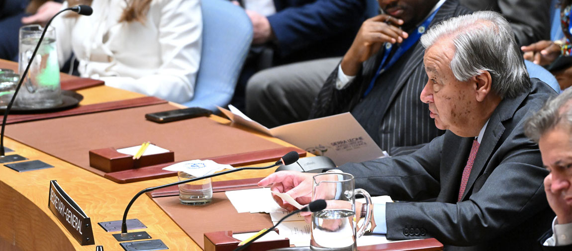 Secretary-General António Guterres briefs the UN Security Council open debate on Maintenance of International Peace and Security. UN Photo/Evan Schneider