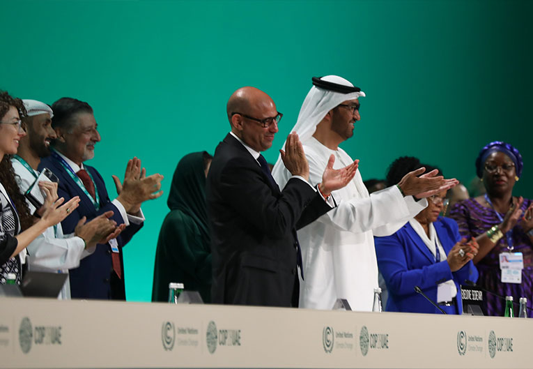 UN Climate Change Executive Secretary Simon Stiell during the opening speech of COP28