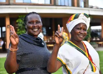 Mary Mariach and Christine Lemuya come from two tribes that have been involved in continual clashes in Kenya's ASAL (Arid and Semi-Arid Lands) regions where resources are scarce. Photo: UN Women/Luke Horswell