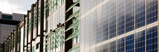 Solar panels on side of buiding