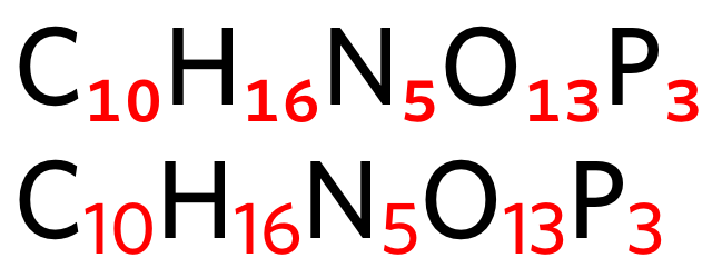 comparison between real subscript glyphs and
   synthesized ones