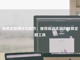 预算定额用什么软件：推荐高效实用的预算定额工具