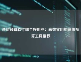 造价预算软件哪个好用些：高效实用的造价预算工具推荐