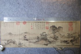 上海博物馆，彩色珂罗版，元，李升澱湖送别图，原寸宣纸影印手工上色，同六法中的传移摹写最大忠实原作又得其神