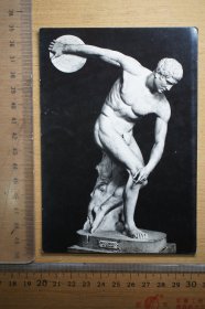 银盐照片明信片，西方古典艺术油画雕塑：拉奥孔、掷铁饼者(Discobolus)， 提香·韦切利奥，佛罗拉（花神）