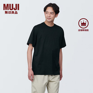 MUJI 無印良品 男士 圆领短袖T恤 黑色AB1M0C4S