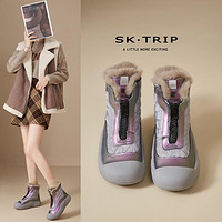 SK·TRIP 女士冬靴 户外雪地靴 中帮