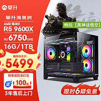 IPASON 攀升 AMD新品锐龙R5 9600X/RX6750GRE 10G/1T固态/16G D5电竞游戏台式电脑主机组装电脑全套整机diy