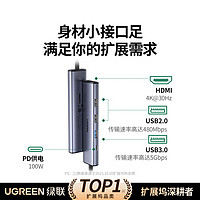 移动端、京东百亿补贴：UGREEN 绿联 Type-C扩展坞转HDMI拓展坞USB3.0分线器转换器适用雷电4笔记本   HDMI+USB*3+PD