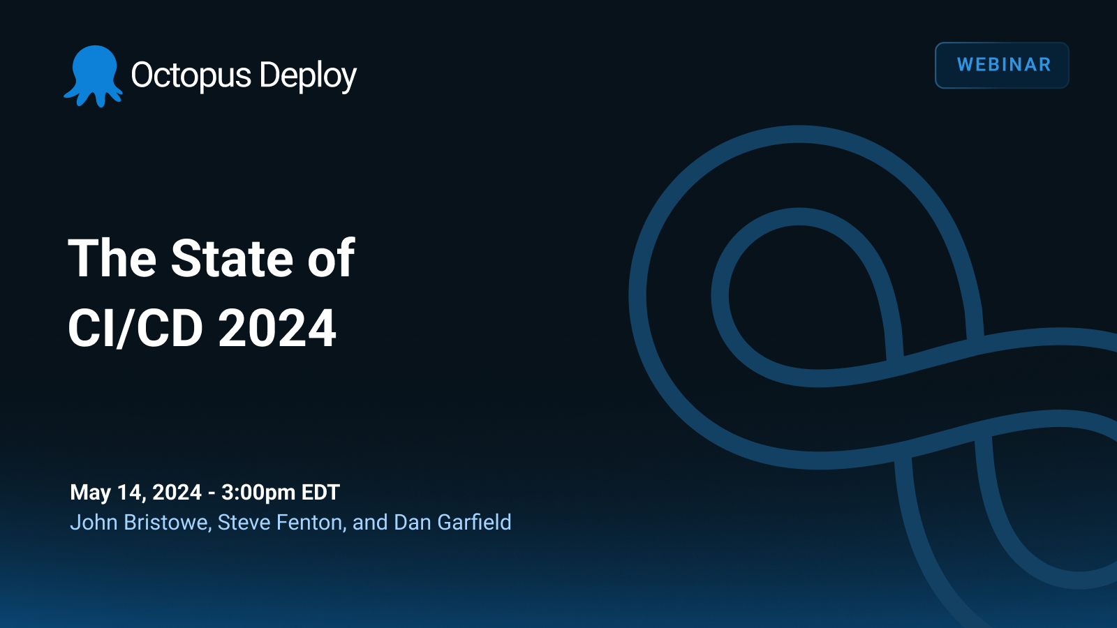 A promotional image for the webinar, "The State of CI/CD 2024".