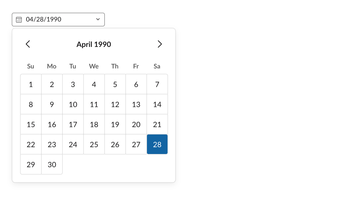 An example of a datepicker element