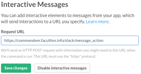 A screenshot of the message actions configuration dialog