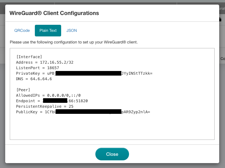 wireguard client config