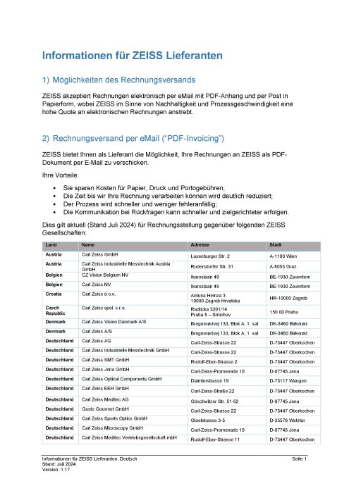 Vorschaubild von Informationen für ZEISS Lieferanten 