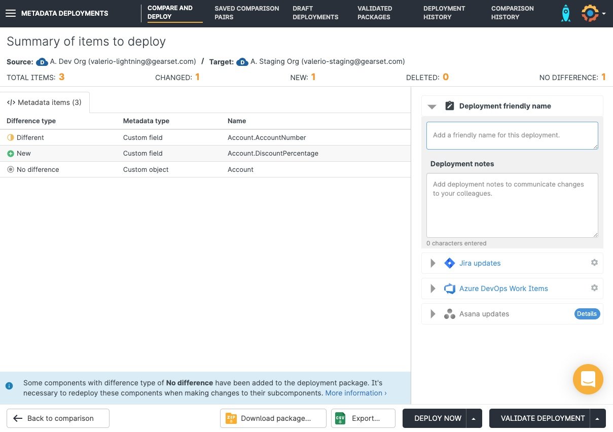 Update Jira tickets with Gearset