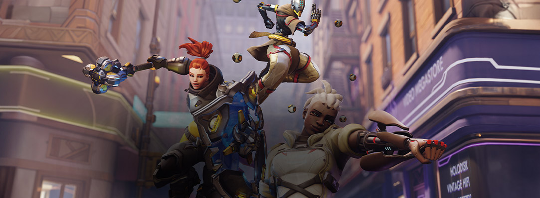 To Overwatch 2-figurer som hopper i luften