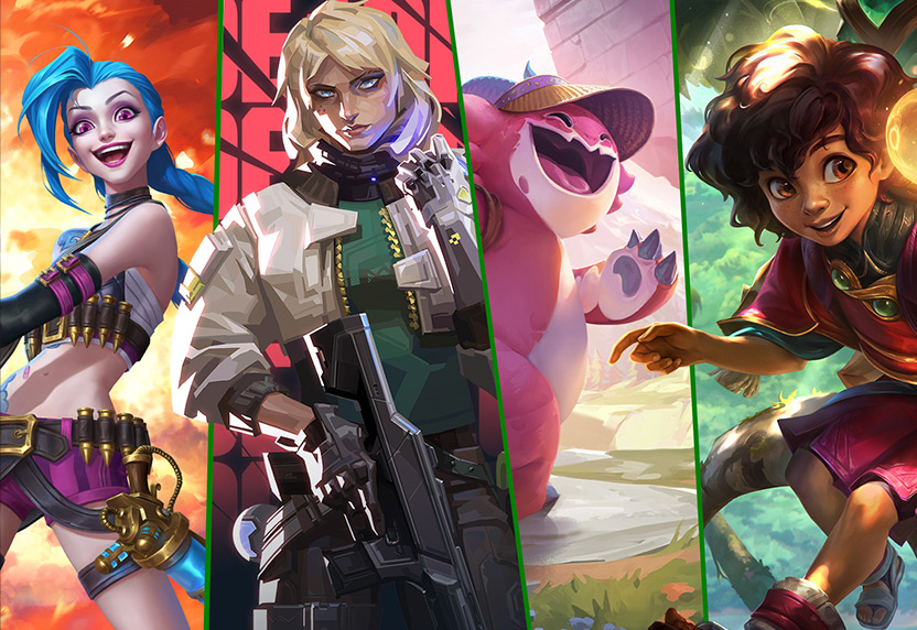 A collection of characters from popular PC and mobile games published by Riot Games.