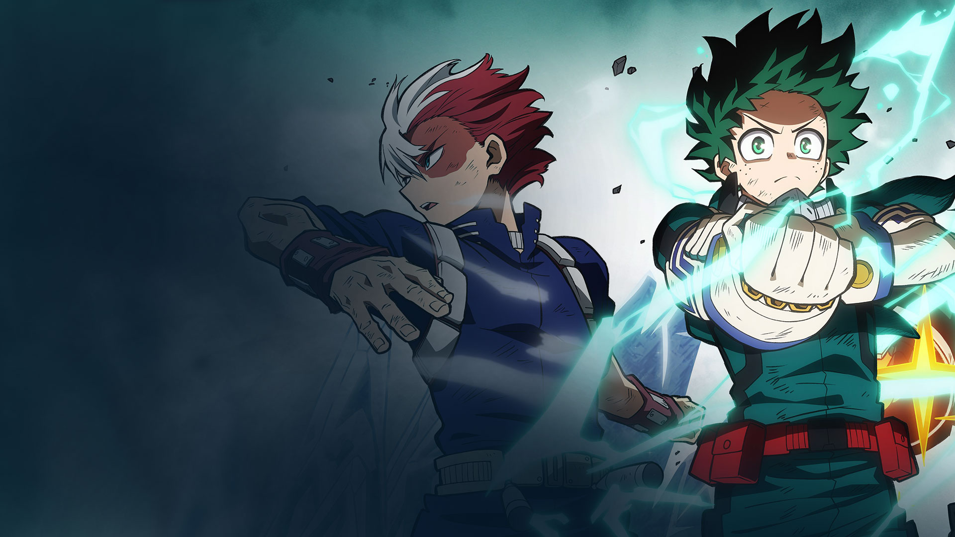 MY HERO ULTRA RUMBLE characters Shoto Todoroki and Izuku Midoriya