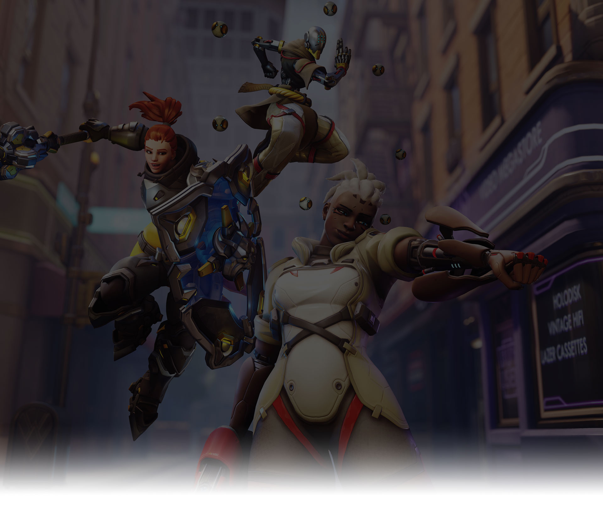 Dos personajes de Overwatch 2 saltando por los aires