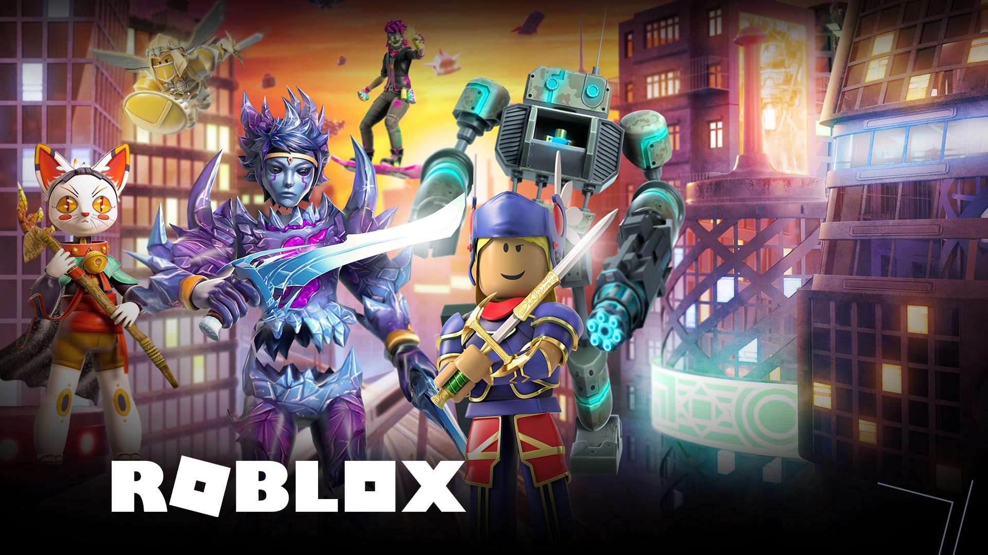 Roblox, несколько персонажей из Roblox позируют