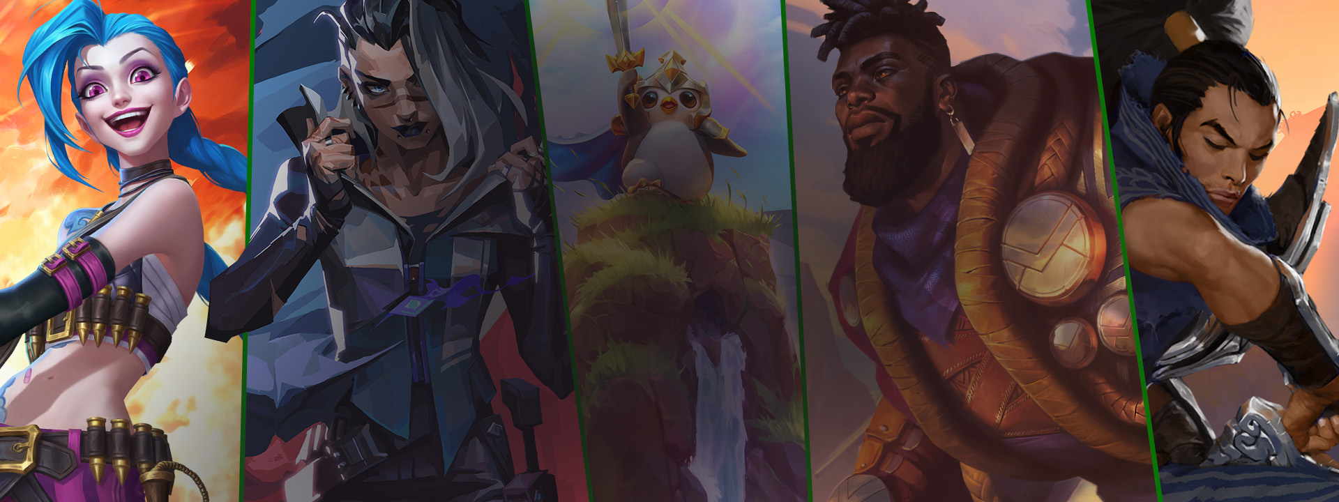 Une collection de personnages des jeux PC et mobiles les plus populaires publiés par Riot Games.