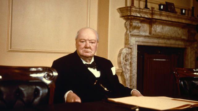 Sir Winston Churchill Sitting at Desk 