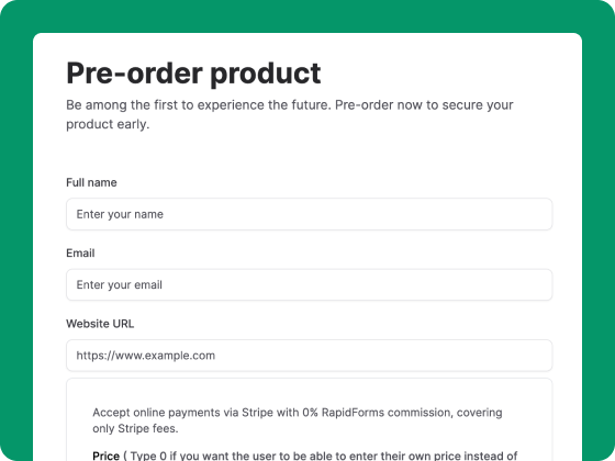 Pre-order product form