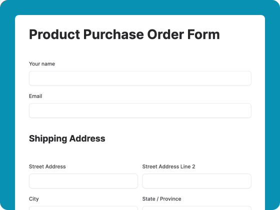 Product Purchase Order Form