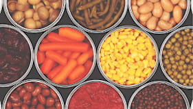 Cans of beans and vegetables