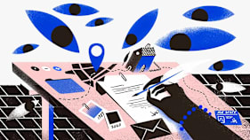 Ominous illustration depicts many eyes peering at sensitive documents