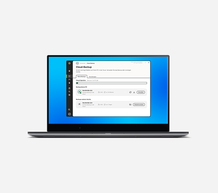 Abbildung von Cloud-Backup auf einem Laptop.