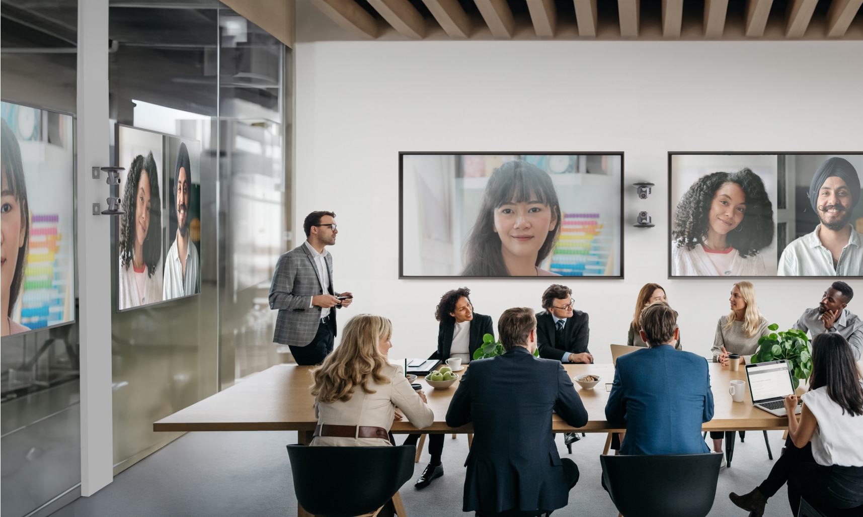 Team meeting in Crestron conference room